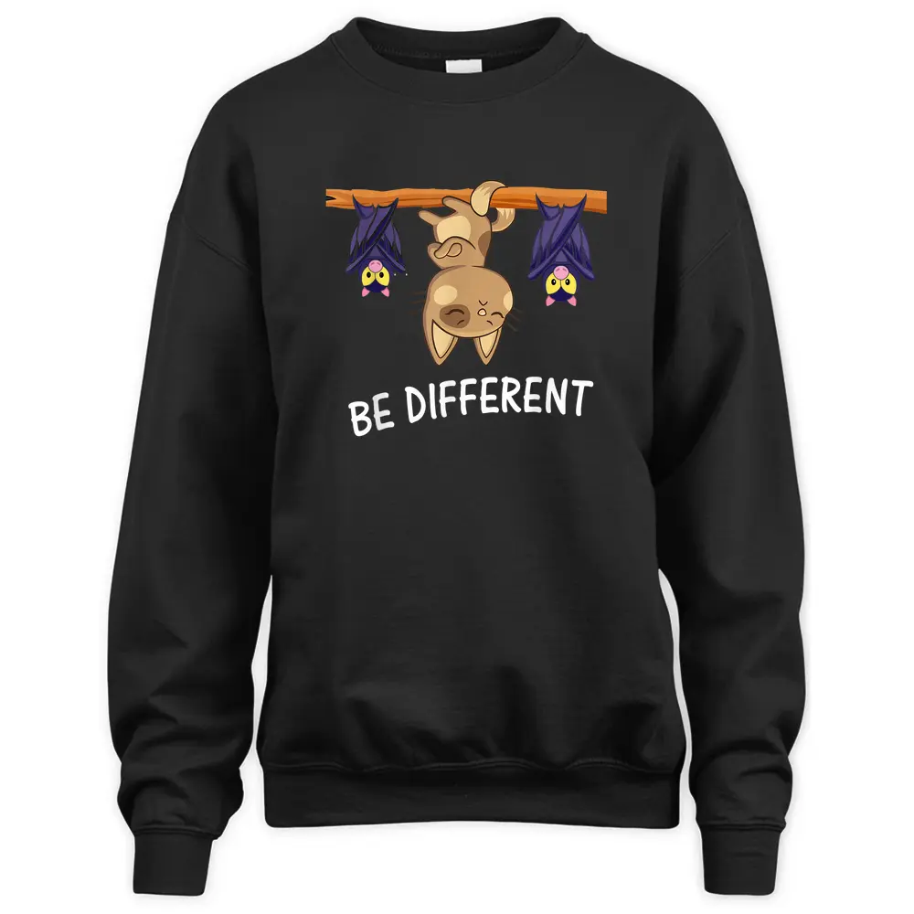 Cat With Bats Be Different Sweatshirt Cat With Bats Be Different Sweatshirt
