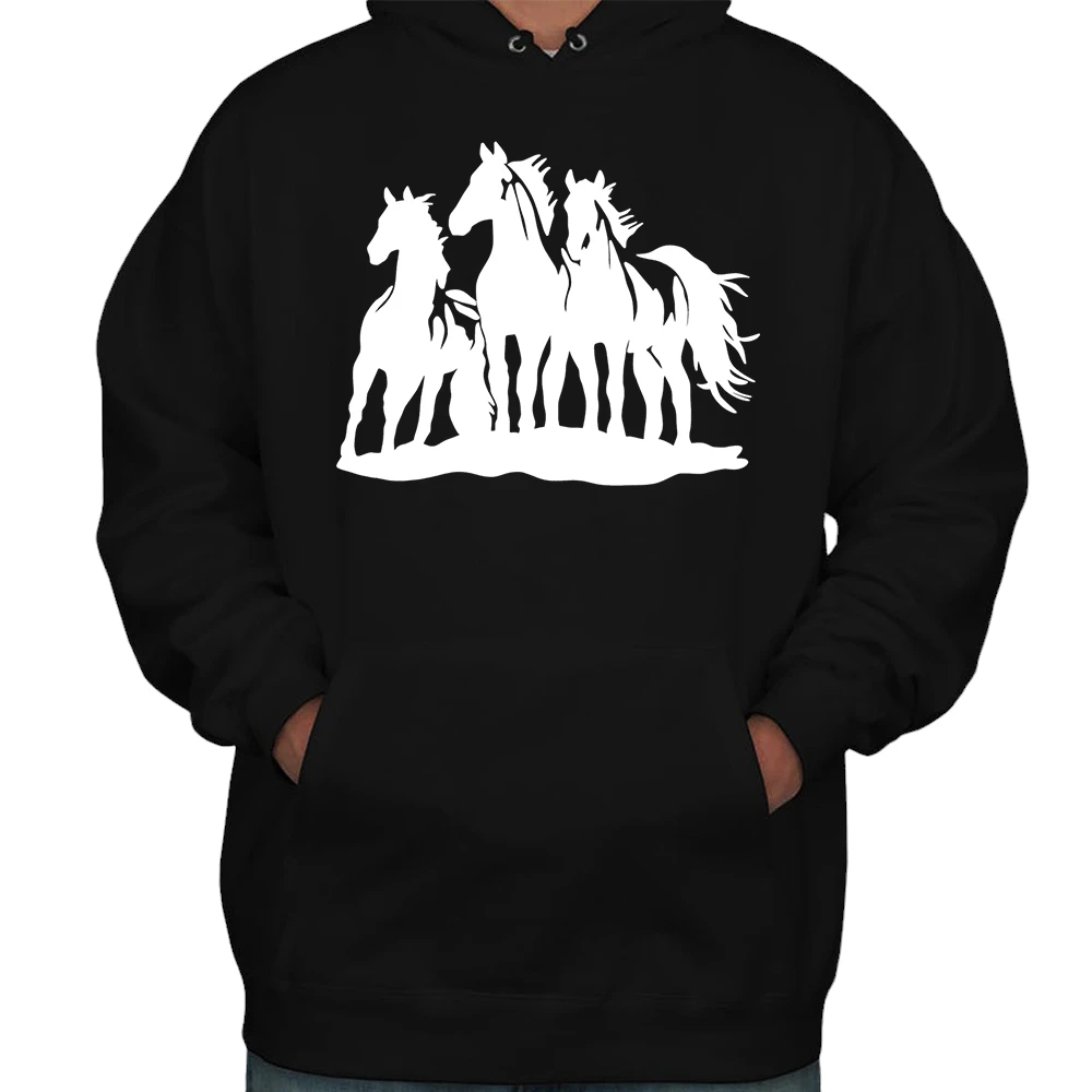 Horse White Running Hoodie - Black Horse White Running Hoodie - Black