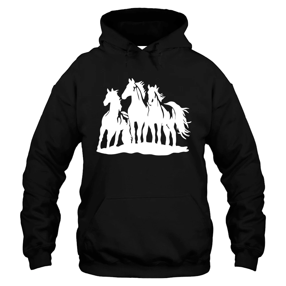 Horse White Running Hoodie - Black Horse White Running Hoodie - Black