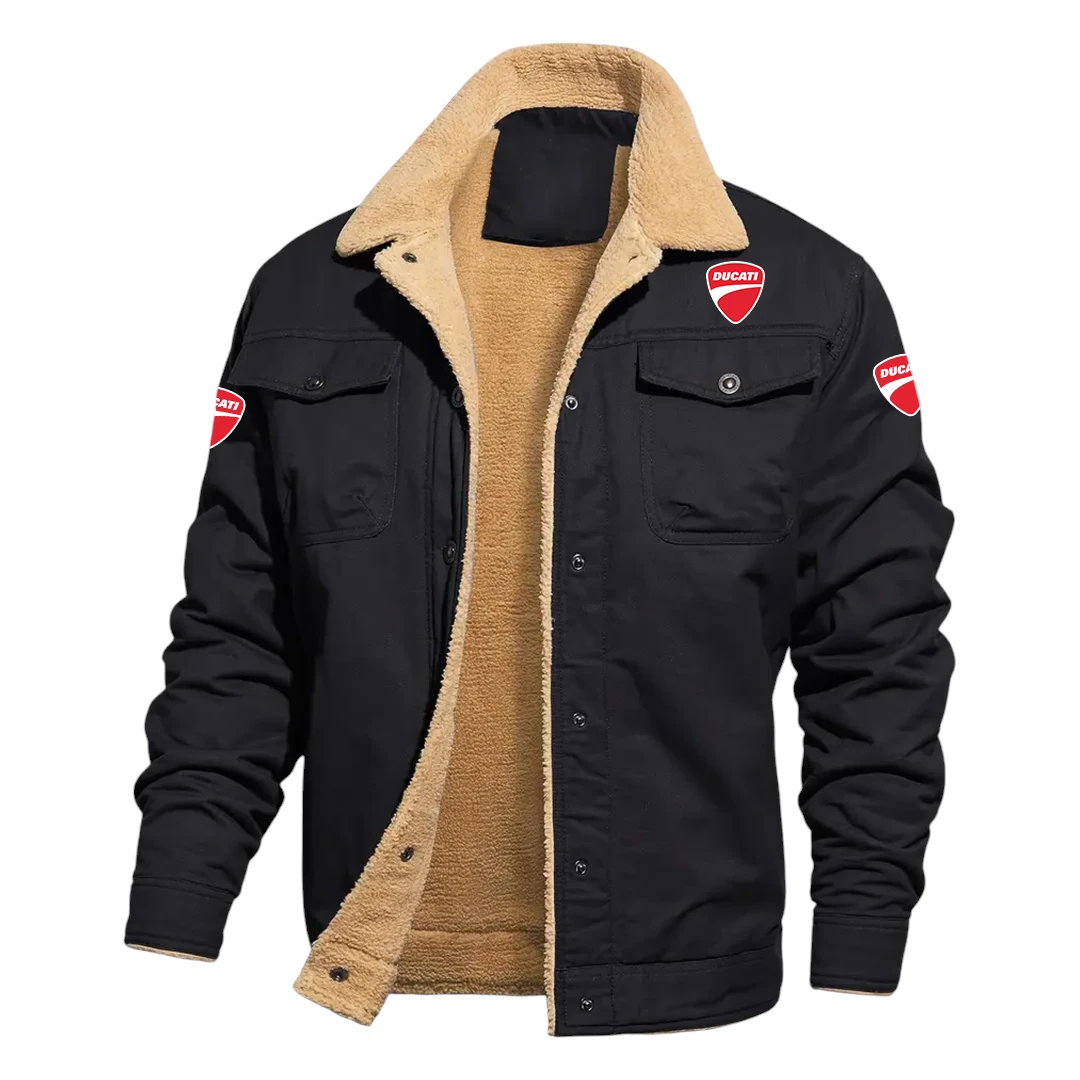 Ducati Jacket Fleece-lined Thick Jacket Warm Thick Coat With Fur Lapel Collar Coat HIHI030125Y10DLJDUC Ducati Jacket Fleece-lined Thick Jacket Warm Thick Coat With Fur Lapel Collar Coat HIHI030125Y10DLJDUC