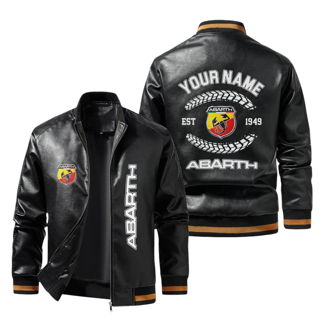 Vintage Abarth Exclusive Logo Jacket Est 1949, Classic Ribbed Collar and Striped Cuffs, Custom Name HIDI220225Y12LJ93ABA Vintage Abarth Exclusive Logo Jacket Est 1949, Classic Ribbed Collar and Striped Cuffs, Custom Name HIDI220225Y12LJ93ABA