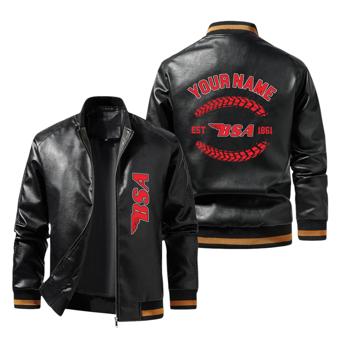 Vintage BSA Motorcycles Exclusive Logo Jacket Est 1861, Classic Ribbed Collar and Striped Cuffs, Custom Name HIDI220225Y12LJ93BSA Vintage BSA Motorcycles Exclusive Logo Jacket Est 1861, Classic Ribbed Collar and Striped Cuffs, Custom Name HIDI220225Y12LJ93BSA