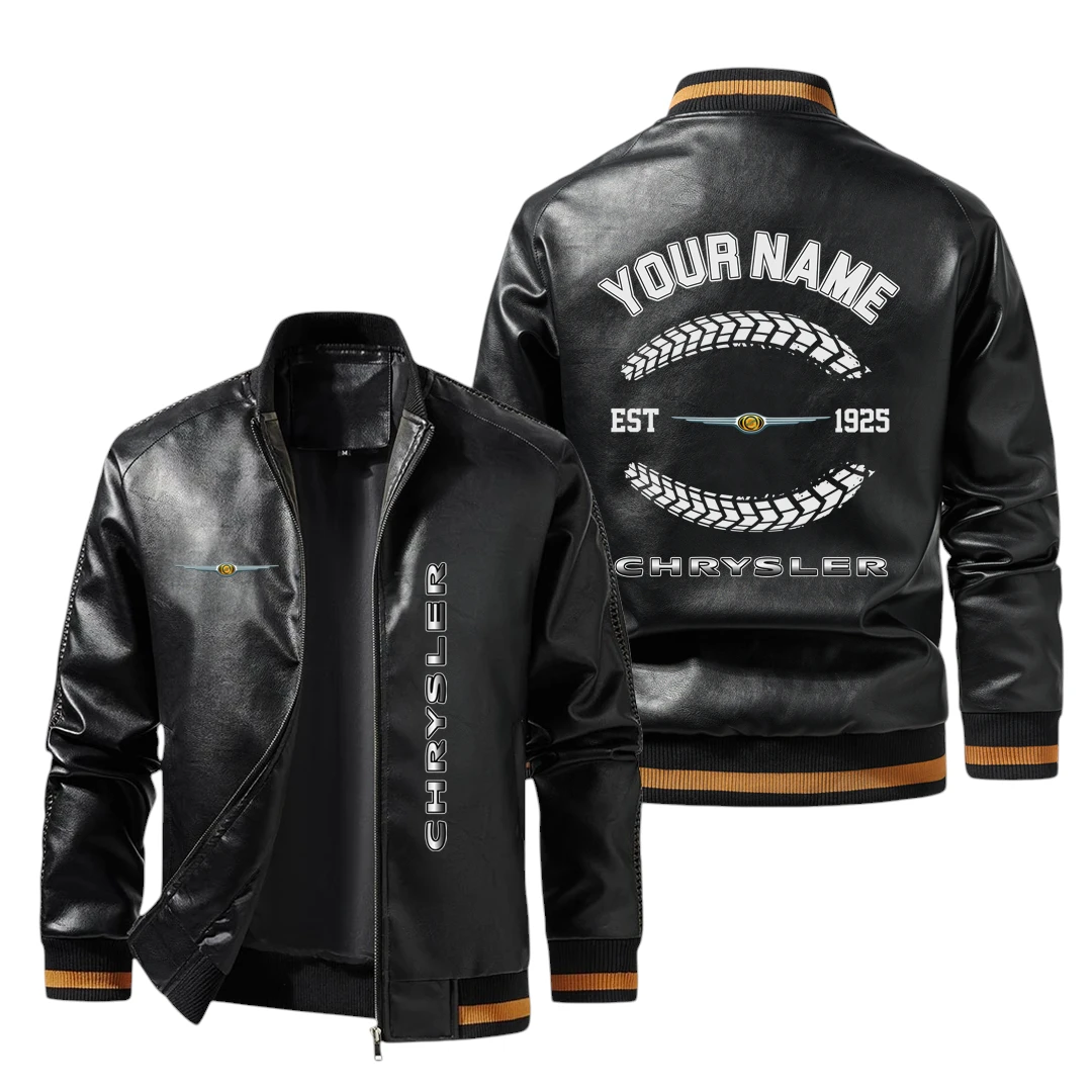 Vintage Chrysler Exclusive Logo Jacket Est 1925, Classic Ribbed Collar and Striped Cuffs, Custom Name HIDI240225Y12LJ93CHR Vintage Chrysler Exclusive Logo Jacket Est 1925, Classic Ribbed Collar and Striped Cuffs, Custom Name HIDI240225Y12LJ93CHR