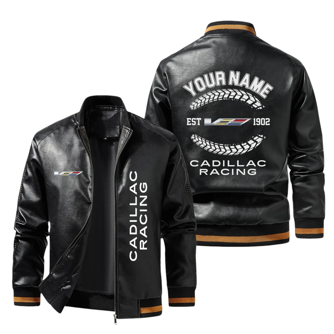 Vintage Cadillac Racing Exclusive Logo Jacket Est 1902, Classic Ribbed Collar and Striped Cuffs, Custom Name HIDI280225Y12LJ93CAR Vintage Cadillac Racing Exclusive Logo Jacket Est 1902, Classic Ribbed Collar and Striped Cuffs, Custom Name HIDI280225Y12LJ93CAR