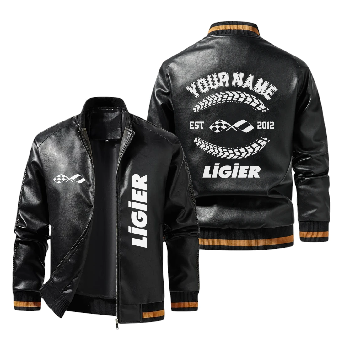 Vintage Ligier Automotive Exclusive Logo Jacket Est 2012, Classic Ribbed Collar and Striped Cuffs, Custom Name HIDI280225Y12LJ93LIA Vintage Ligier Automotive Exclusive Logo Jacket Est 2012, Classic Ribbed Collar and Striped Cuffs, Custom Name HIDI280225Y12LJ93LIA
