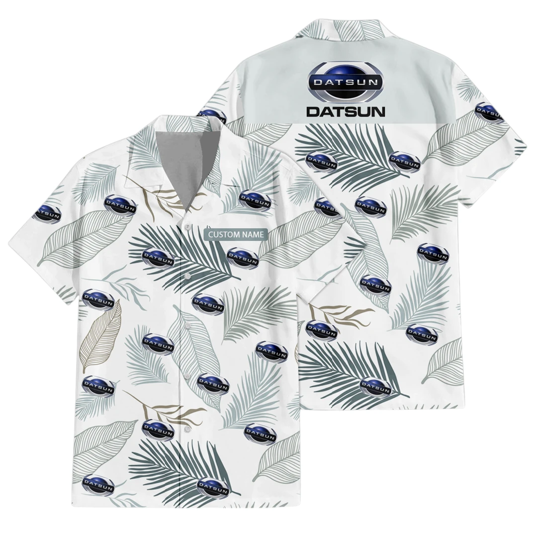 Datsun Exclusive Logo Button Up Hawaiian Shirt Tropical Leaves Seamless Pattern All-over Print, Custom Name HIHI170125Y7HWLS1DAT Datsun Exclusive Logo Button Up Hawaiian Shirt Tropical Leaves Seamless Pattern All-over Print, Custom Name HIHI170125Y7HWLS1DAT