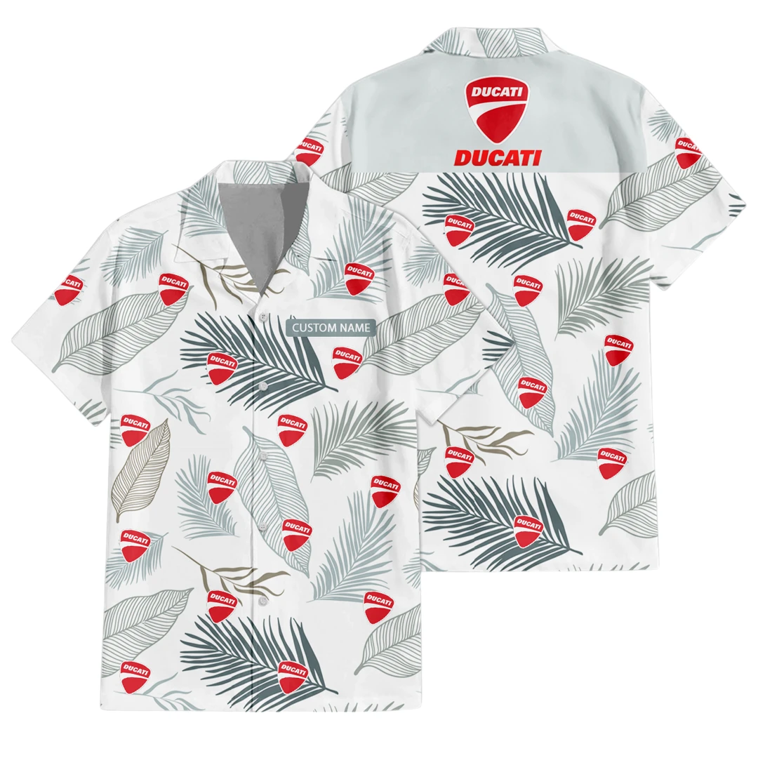 Ducati Exclusive Logo Button Up Hawaiian Shirt Tropical Leaves Seamless Pattern All-over Print, Custom Name HIHI170125Y7HWLS1DUC Ducati Exclusive Logo Button Up Hawaiian Shirt Tropical Leaves Seamless Pattern All-over Print, Custom Name HIHI170125Y7HWLS1DUC