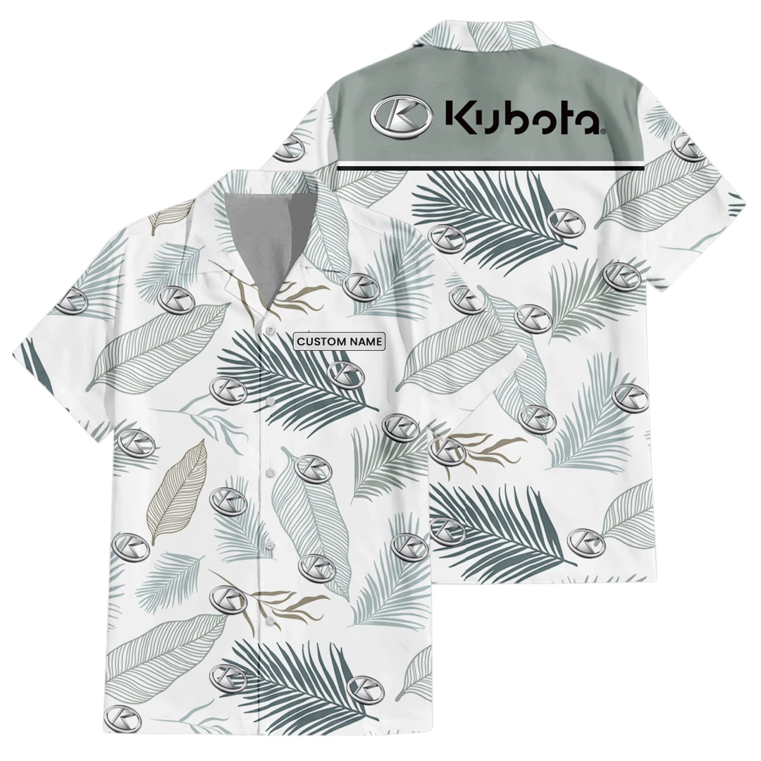 Kubota Exclusive Logo Button Up Hawaiian Shirt Tropical Leaves Seamless Pattern All-over Print, Custom Name HIHI180225Y7HWLS1KUB Kubota Exclusive Logo Button Up Hawaiian Shirt Tropical Leaves Seamless Pattern All-over Print, Custom Name HIHI180225Y7HWLS1KUB