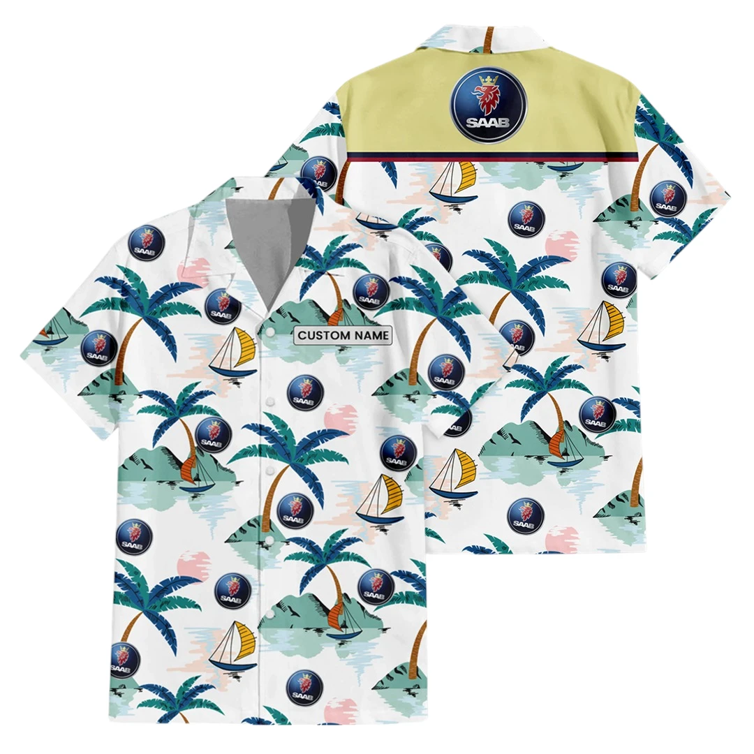 Saab Exclusive Logo Button Up Hawaiian Shirt Tropical Landscape Pattern All-over Print, Custom Name HIDI210225Y7HWLS2SAA Saab Exclusive Logo Button Up Hawaiian Shirt Tropical Landscape Pattern All-over Print, Custom Name HIDI210225Y7HWLS2SAA