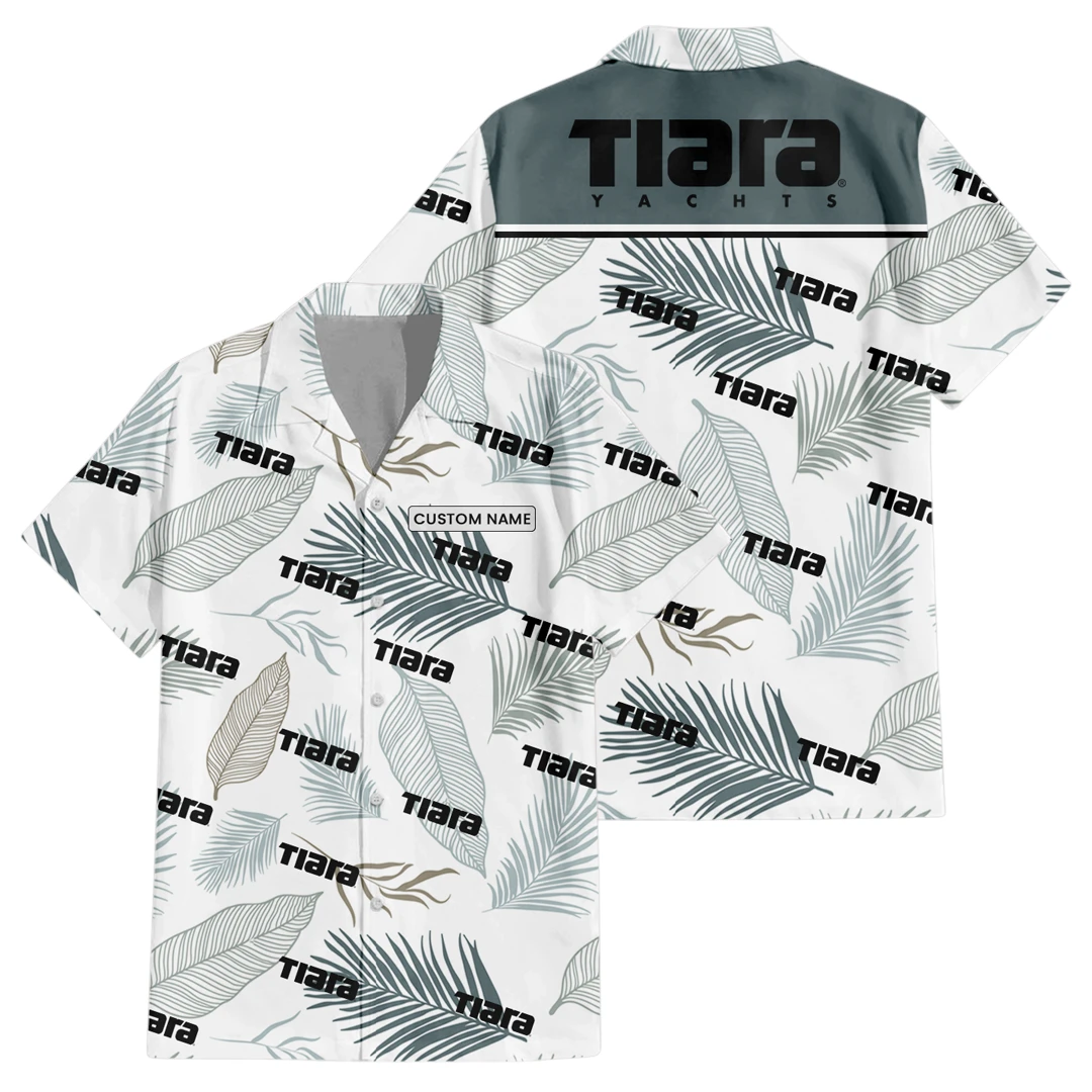 Tiara Yachts Exclusive Logo Button Up Hawaiian Shirt Tropical Leaves Seamless Pattern All-over Print, Custom Name HIHI190225Y7HWLS1TIA Tiara Yachts Exclusive Logo Button Up Hawaiian Shirt Tropical Leaves Seamless Pattern All-over Print, Custom Name HIHI190225Y7HWLS1TIA