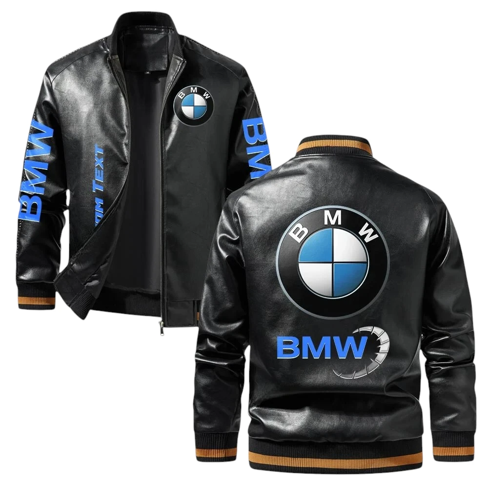Vintage BMW Exclusive Logo Jacket, Classic Ribbed Collar and Striped Cuffs, Custom Name TN21032025Y12LJ93CT1BMW Vintage BMW Exclusive Logo Jacket, Classic Ribbed Collar and Striped Cuffs, Custom Name TN21032025Y12LJ93CT1BMW