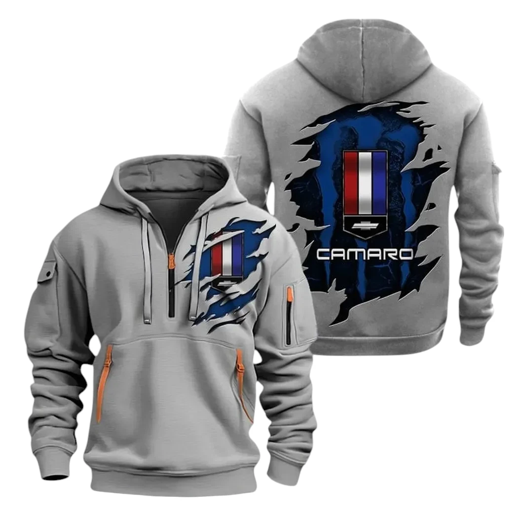 Chevrolet Camaro Half Zip Hoodie, Sports Hooded Multi-Pockets TN0030325Y25QZ2HCT21CHC Chevrolet Camaro Half Zip Hoodie, Sports Hooded Multi-Pockets TN0030325Y25QZ2HCT21CHC