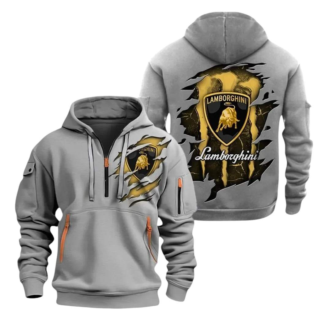 Lamborghini Half Zip Hoodie, Sports Hooded Multi-Pockets TN070325Y25QZ2HCT2LAM Lamborghini Half Zip Hoodie, Sports Hooded Multi-Pockets TN070325Y25QZ2HCT2LAM