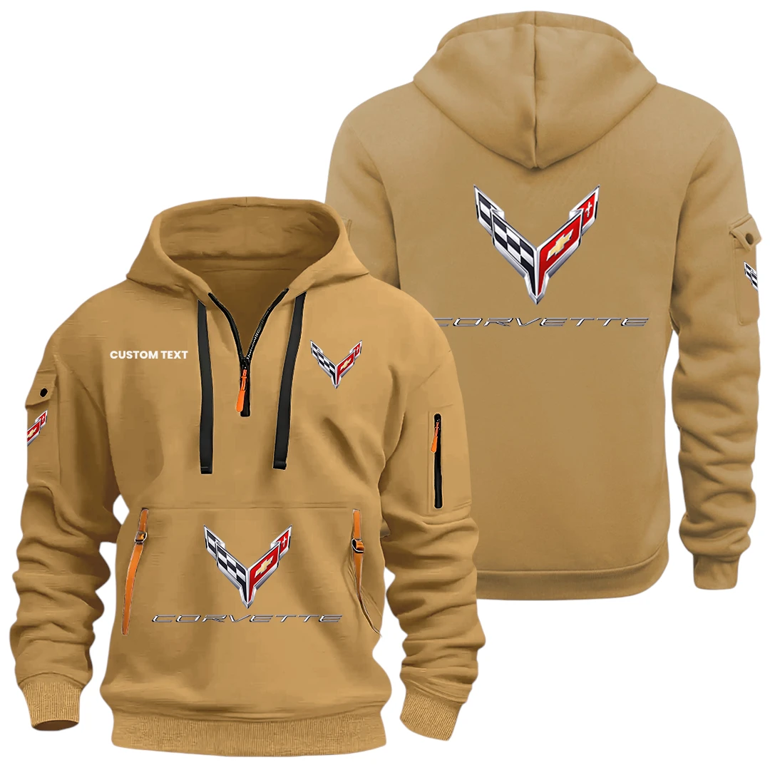 Corvette Half Zip Hoodie, Sport Hooded Multi-Pocket, Custom Name HIDI030325Y25QZ2HCOR Corvette Half Zip Hoodie, Sport Hooded Multi-Pocket, Custom Name HIDI030325Y25QZ2HCOR