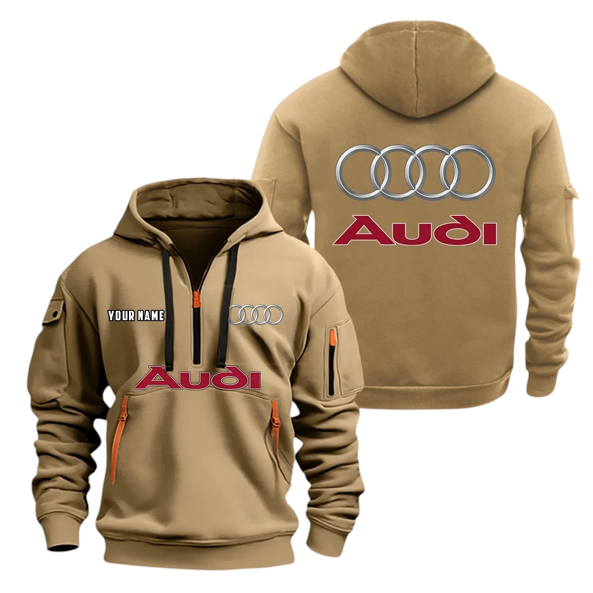 Audi Half Zip Hoodie, Sport Hooded Multi-Pocket, Custom Name TN080325Y25QZ2HCT7AUD Audi Half Zip Hoodie, Sport Hooded Multi-Pocket, Custom Name TN080325Y25QZ2HCT7AUD