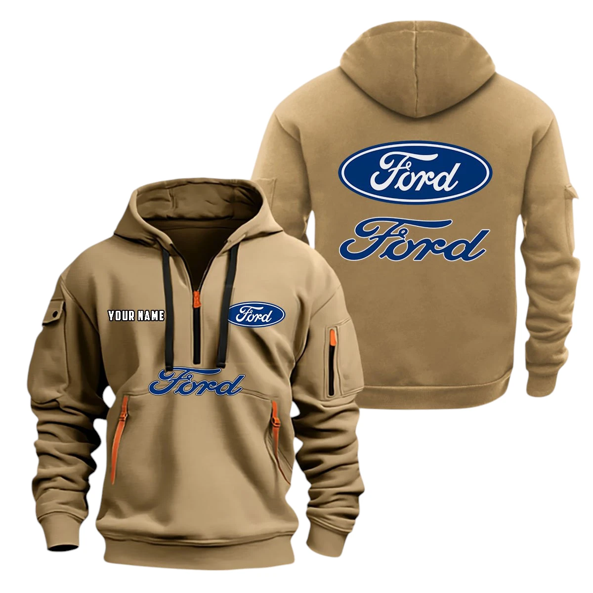 Ford Half Zip Hoodie, Sports Hooded Multi-Pocket, Custom Name TN080325Y25QZ2HCT8FOR Ford Half Zip Hoodie, Sports Hooded Multi-Pocket, Custom Name TN080325Y25QZ2HCT8FOR