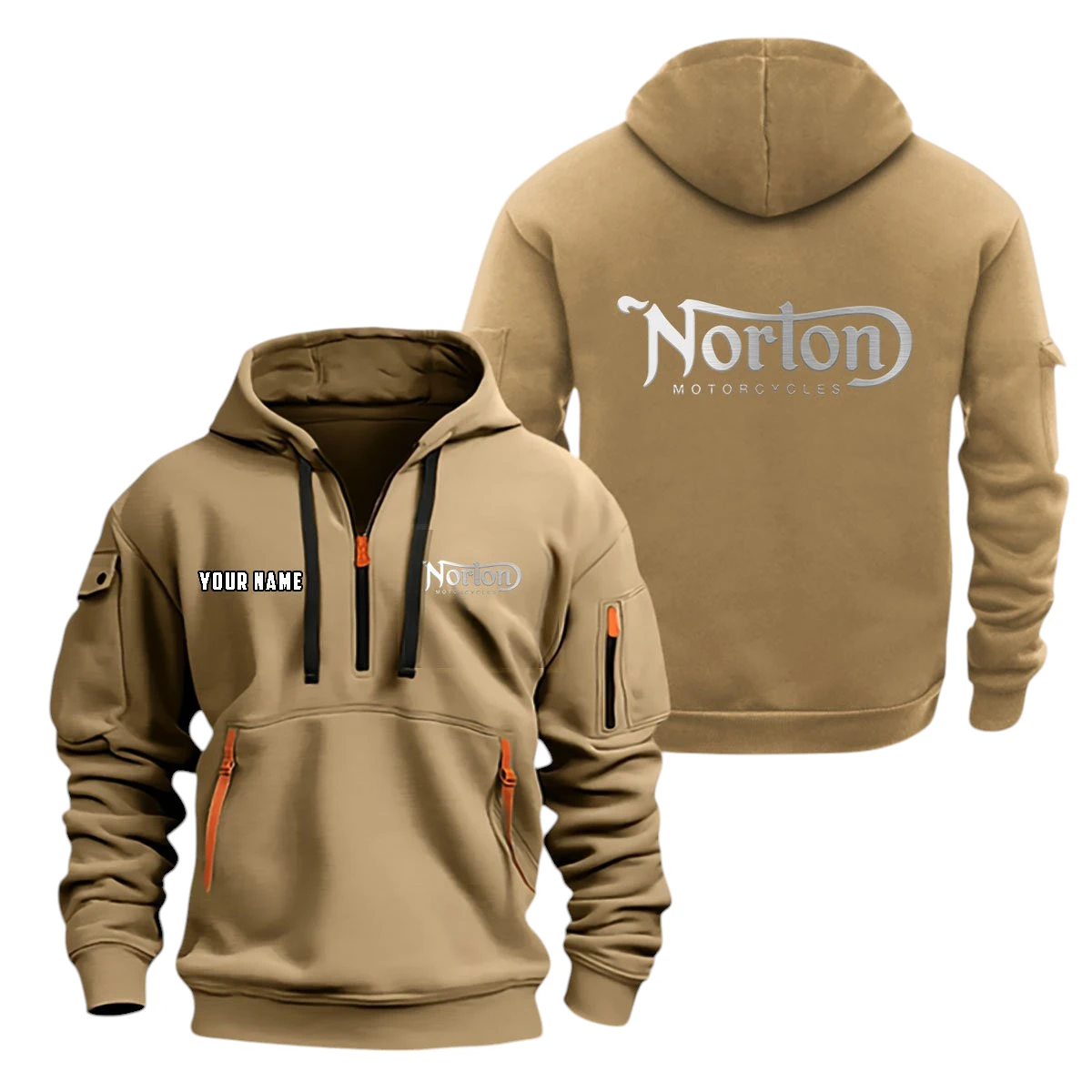 Norton Motorcycle Half Zip Hoodie, Sport Hooded Multi-Pocket, Custom Name TN100325Y25QZ2HCTR1NOM Norton Motorcycle Half Zip Hoodie, Sport Hooded Multi-Pocket, Custom Name TN100325Y25QZ2HCTR1NOM