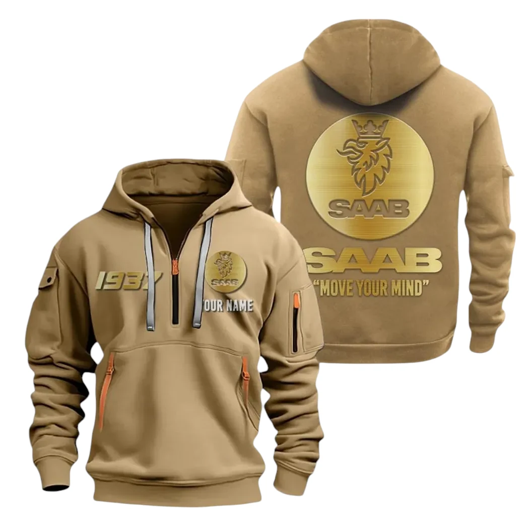 Saab Half Zip Hoodie, Sport Hooded Multi-Pocket, Custom Name TN100325Y25QZ2HCTR22SAA Saab Half Zip Hoodie, Sport Hooded Multi-Pocket, Custom Name TN100325Y25QZ2HCTR22SAA