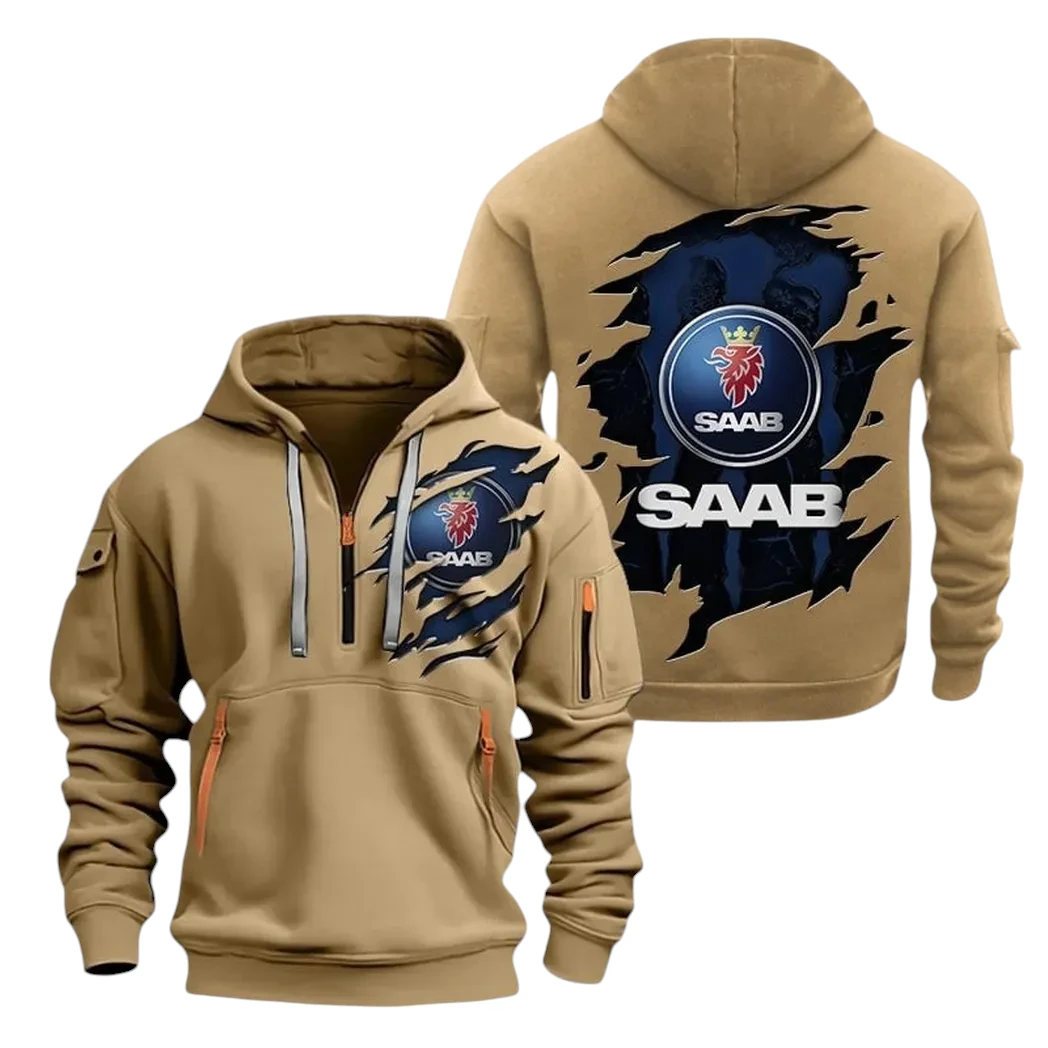 Saab Half Zip Hoodie, Sport Hooded Multi-Pocket TN100325Y25QZ2HCTR2SAA Saab Half Zip Hoodie, Sport Hooded Multi-Pocket TN100325Y25QZ2HCTR2SAA