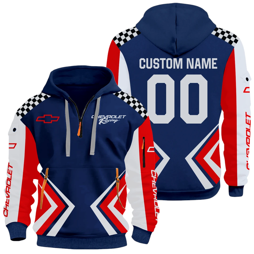 Chevrolet Racing Half Zip Hoodie All Over Prints, Multi-Pockets Custom Name & Number HIDI080325Y26QZ3HCHR Chevrolet Racing Half Zip Hoodie All Over Prints, Multi-Pockets Custom Name & Number HIDI080325Y26QZ3HCHR