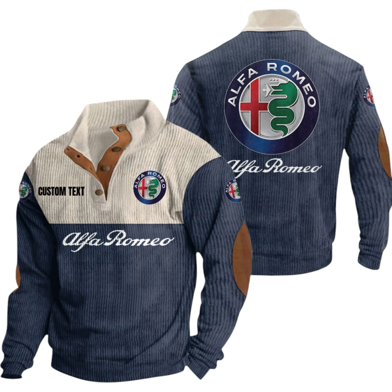 Alfa Romeo Exclusive Logo Knitted Ribbed Corduroy Sweatshirt Mid Stretch Stand Collar Pullover Sweater, Custom Text HG130325Y32RCSCT1ALR Alfa Romeo Exclusive Logo Knitted Ribbed Corduroy Sweatshirt Mid Stretch Stand Collar Pullover Sweater, Custom Text HG130325Y32RCSCT1ALR