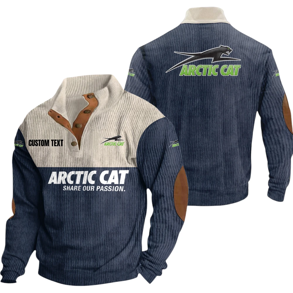 Arctic Cat Exclusive Logo Knitted Ribbed Corduroy Sweatshirt Mid Stretch Stand Collar Pullover Sweater, Custom Text HG130325Y32RCSCT1ARC Arctic Cat Exclusive Logo Knitted Ribbed Corduroy Sweatshirt Mid Stretch Stand Collar Pullover Sweater, Custom Text HG130325Y32RCSCT1ARC