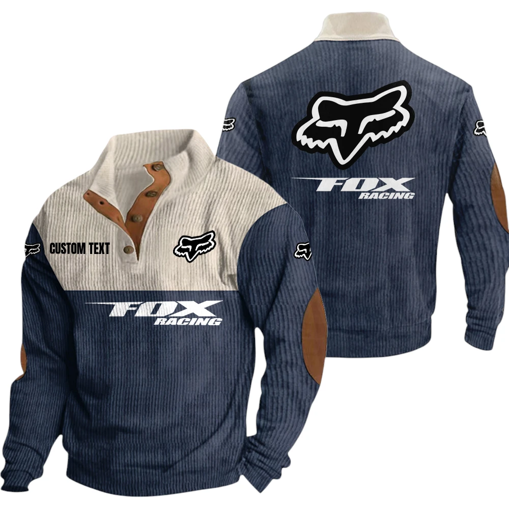 Fox Racing Exclusive Logo Knitted Ribbed Corduroy Sweatshirt Mid Stretch Stand Collar Pullover Sweater, Custom Text HG140325Y32RCSCT4FOR Fox Racing Exclusive Logo Knitted Ribbed Corduroy Sweatshirt Mid Stretch Stand Collar Pullover Sweater, Custom Text HG140325Y32RCSCT4FOR