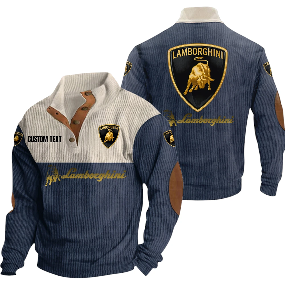 Lamborghini Exclusive Logo Knitted Ribbed Corduroy Sweatshirt Mid Stretch Stand Collar Pullover Sweater, Custom Text HG150325Y32RCSCT1LAM Lamborghini Exclusive Logo Knitted Ribbed Corduroy Sweatshirt Mid Stretch Stand Collar Pullover Sweater, Custom Text HG150325Y32RCSCT1LAM