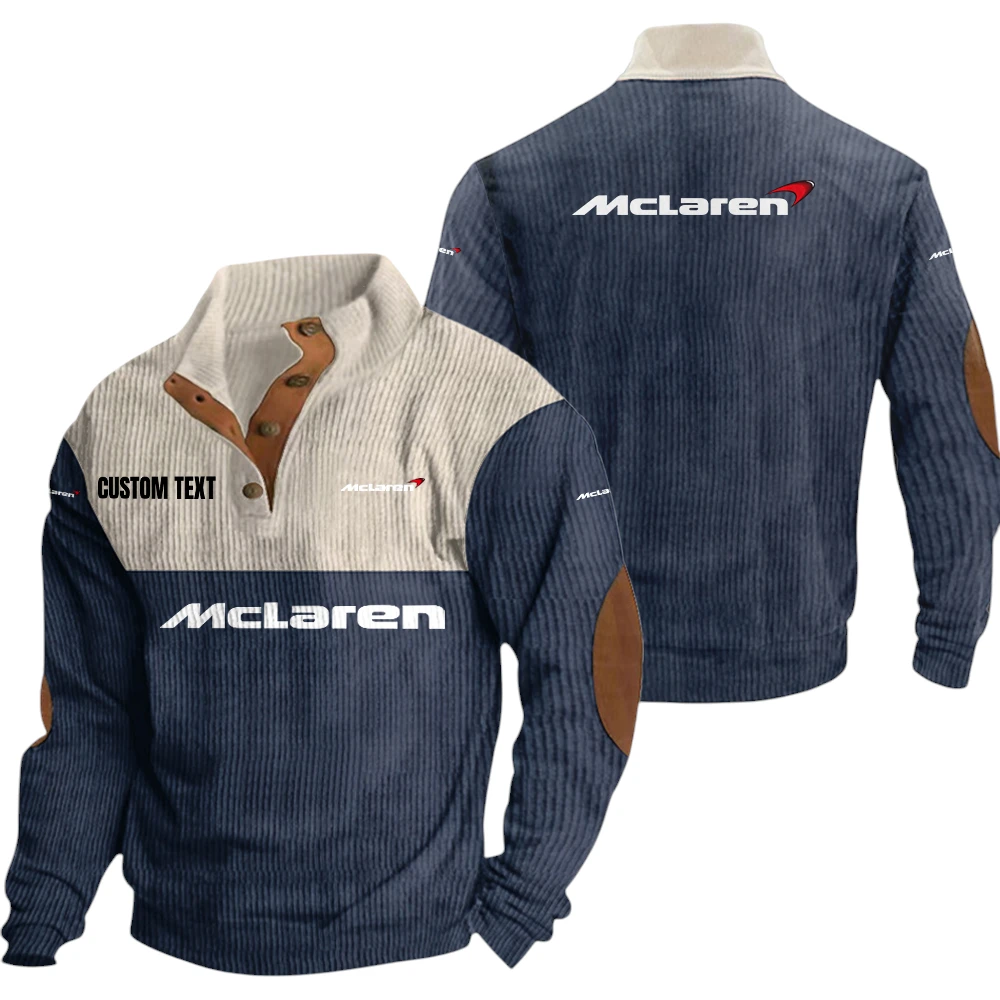 McLaren Exclusive Logo Knitted Ribbed Corduroy Sweatshirt Mid Stretch Stand Collar Pullover Sweater, Custom Text HG150325Y32RCSCT1MCL McLaren Exclusive Logo Knitted Ribbed Corduroy Sweatshirt Mid Stretch Stand Collar Pullover Sweater, Custom Text HG150325Y32RCSCT1MCL