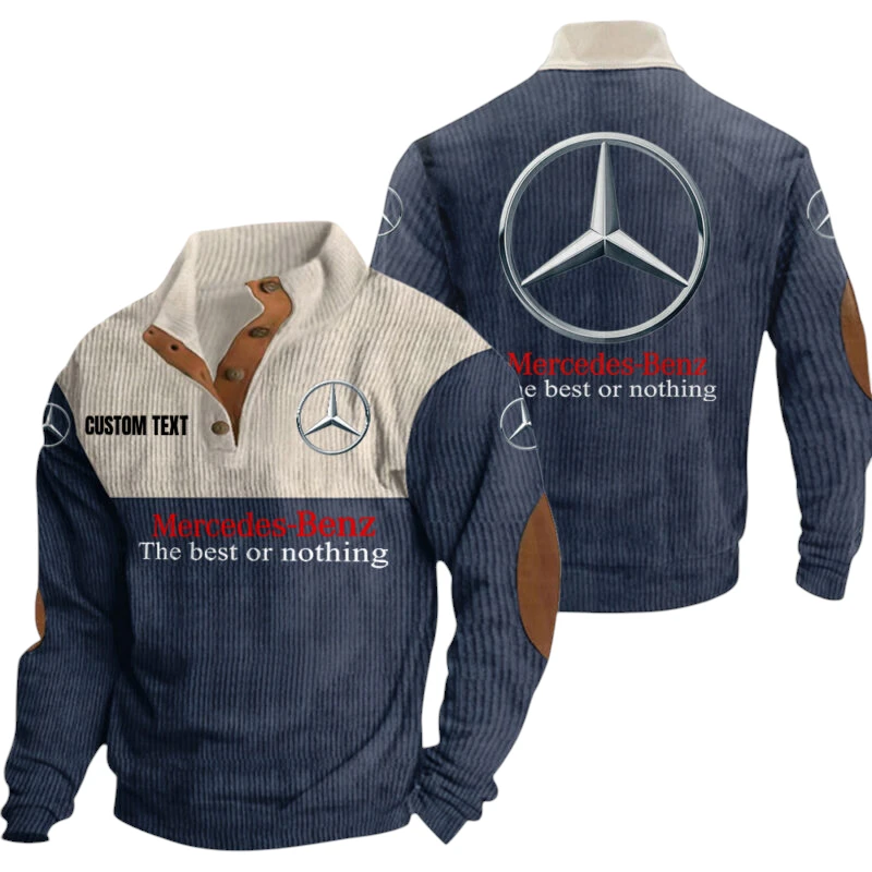 Mercedes Benz Exclusive Logo Knitted Ribbed Corduroy Sweatshirt Mid Stretch Stand Collar Pullover Sweater, Custom Text HG150325Y32RCSCT1MEB Mercedes Benz Exclusive Logo Knitted Ribbed Corduroy Sweatshirt Mid Stretch Stand Collar Pullover Sweater, Custom Text HG150325Y32RCSCT1MEB