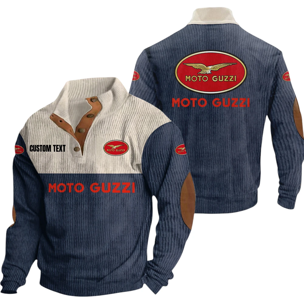 Moto Guzzi Exclusive Logo Knitted Ribbed Corduroy Sweatshirt Mid Stretch Stand Collar Pullover Sweater, Custom Text HG150325Y32RCSCT1MOG Moto Guzzi Exclusive Logo Knitted Ribbed Corduroy Sweatshirt Mid Stretch Stand Collar Pullover Sweater, Custom Text HG150325Y32RCSCT1MOG