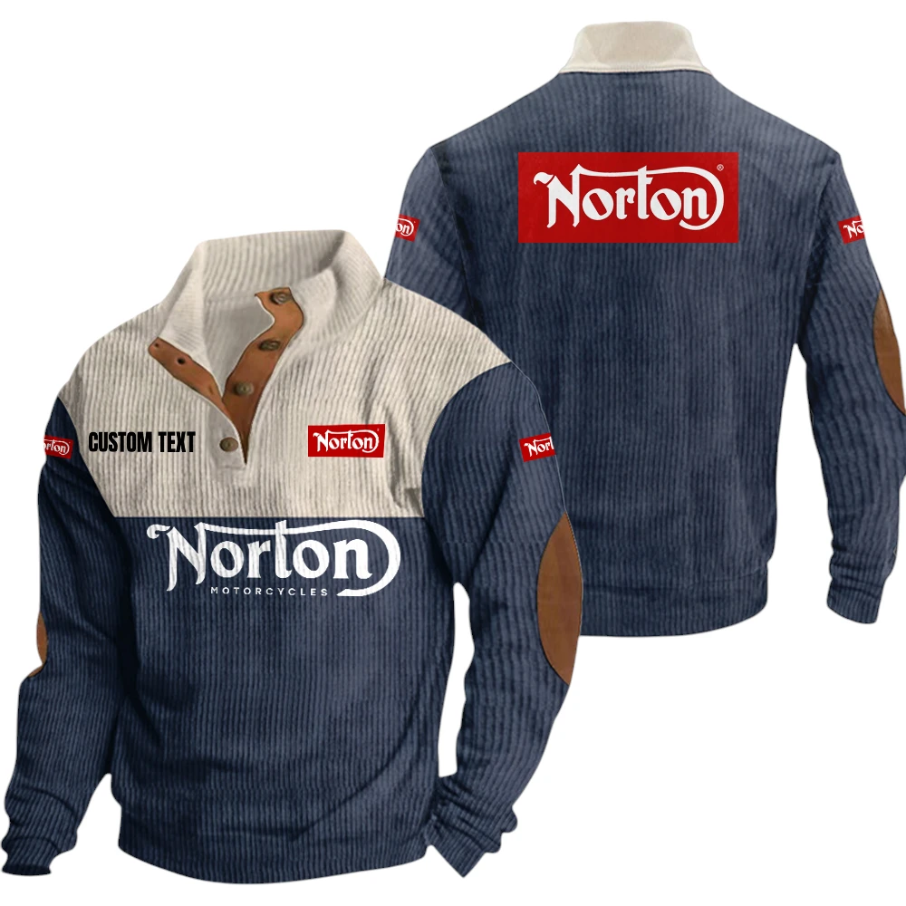 Norton Motorcycle Exclusive Logo Knitted Ribbed Corduroy Sweatshirt Mid Stretch Stand Collar Pullover Sweater, Custom Text HG170325Y32RCSCT1NOM Norton Motorcycle Exclusive Logo Knitted Ribbed Corduroy Sweatshirt Mid Stretch Stand Collar Pullover Sweater, Custom Text HG170325Y32RCSCT1NOM
