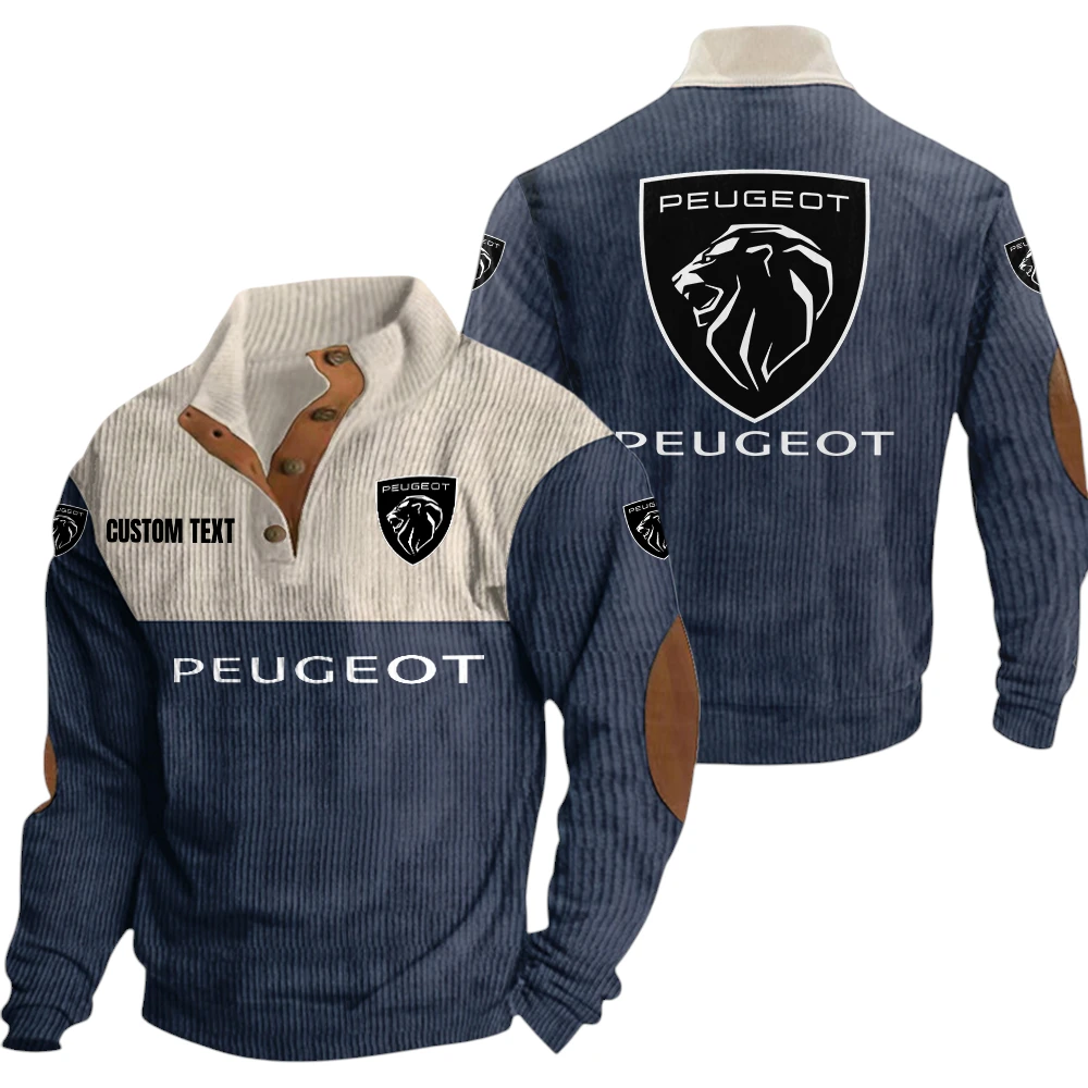 Peugeot Exclusive Logo Knitted Ribbed Corduroy Sweatshirt Mid Stretch Stand Collar Pullover Sweater, Custom Text HG170325Y32RCSCT1PEU Peugeot Exclusive Logo Knitted Ribbed Corduroy Sweatshirt Mid Stretch Stand Collar Pullover Sweater, Custom Text HG170325Y32RCSCT1PEU