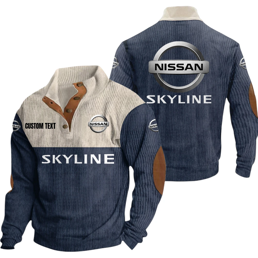 Nissan Skyline Exclusive Logo Knitted Ribbed Corduroy Sweatshirt Mid Stretch Stand Collar Pullover Sweater, Custom Text HG170325Y32RCSCT4NIS Nissan Skyline Exclusive Logo Knitted Ribbed Corduroy Sweatshirt Mid Stretch Stand Collar Pullover Sweater, Custom Text HG170325Y32RCSCT4NIS