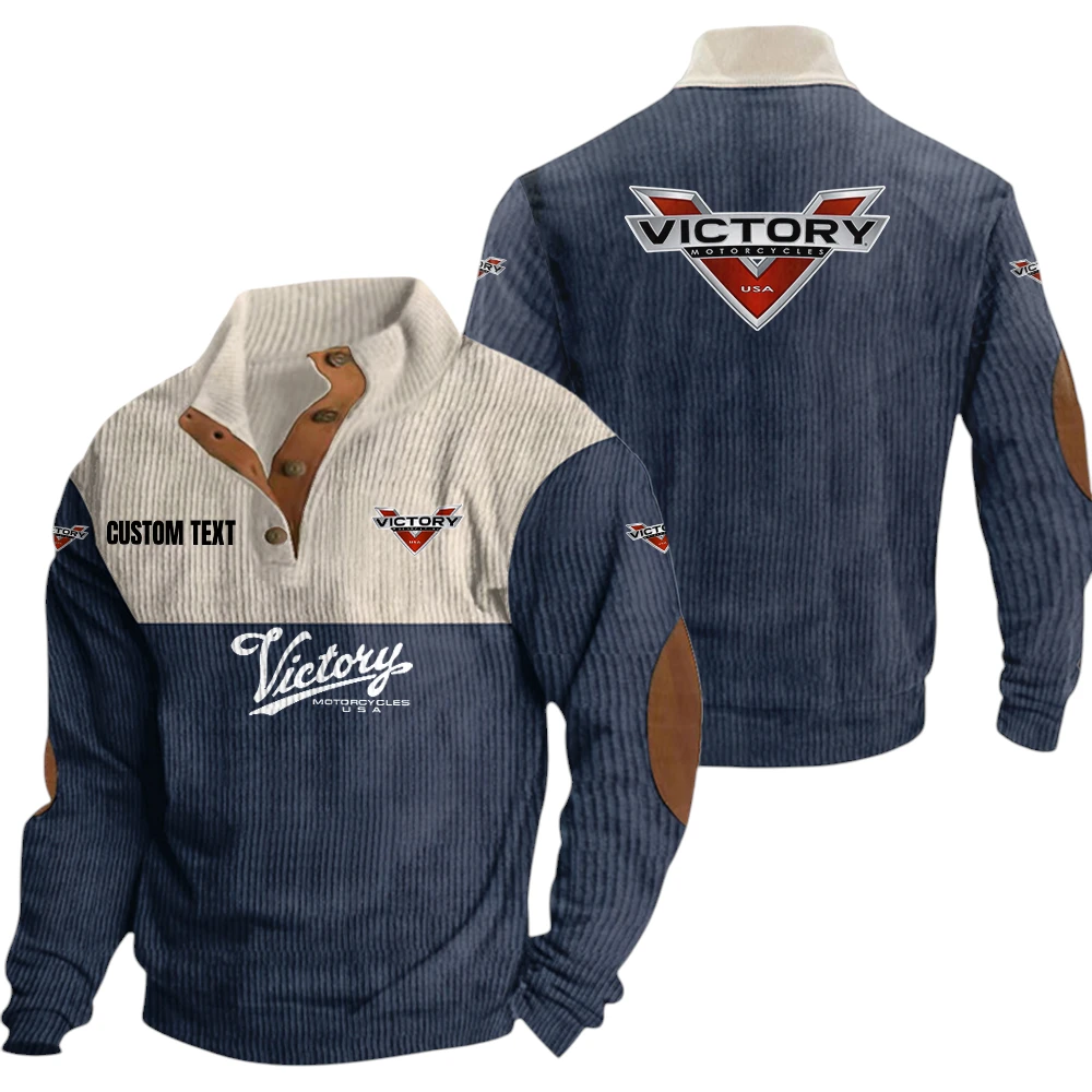 Victory Motorcycles Exclusive Logo Knitted Ribbed Corduroy Sweatshirt Mid Stretch Stand Collar Pullover Sweater, Custom Text HG180325Y32RCSCT1VIM Victory Motorcycles Exclusive Logo Knitted Ribbed Corduroy Sweatshirt Mid Stretch Stand Collar Pullover Sweater, Custom Text HG180325Y32RCSCT1VIM