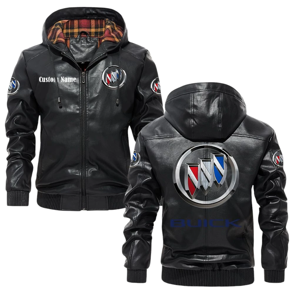 Buick Exclusive Logo Hooded Jacket PU Leather x Durable Windproof Warm Soft Checkered Lining, Custom Name HG280325Y47JHLCT1BUI Buick Exclusive Logo Hooded Jacket PU Leather x Durable Windproof Warm Soft Checkered Lining, Custom Name HG280325Y47JHLCT1BUI