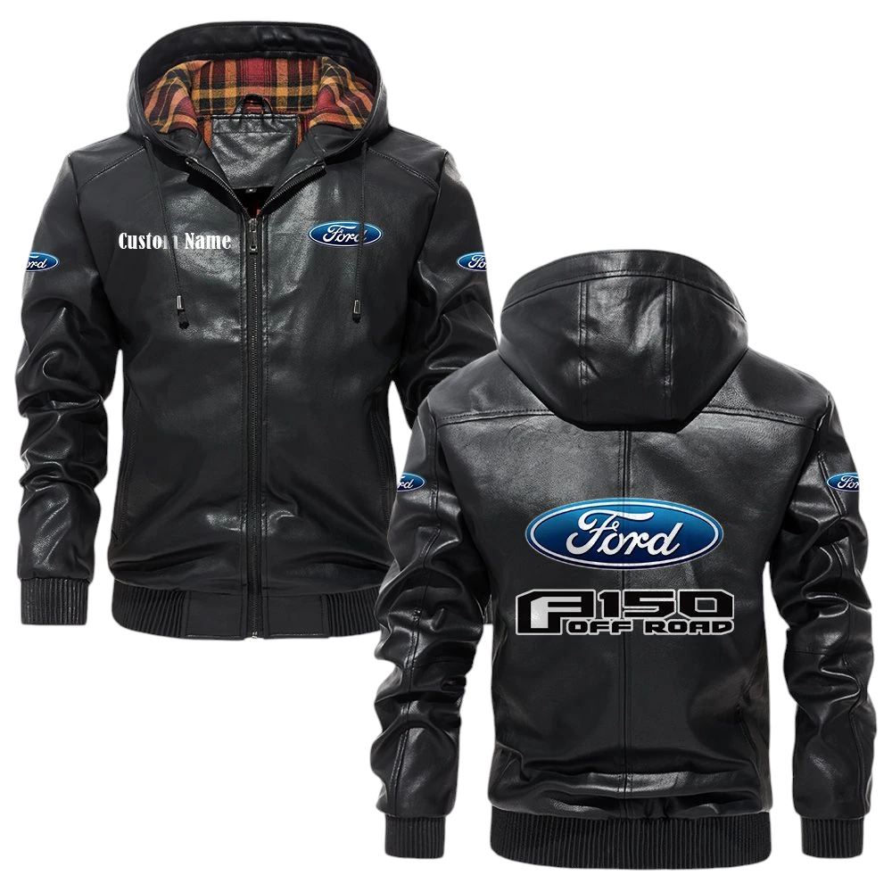 Ford F150 Exclusive Logo Hooded Jacket PU Leather x Durable Windproof Warm Soft Checkered Lining, Custom Name HG290325Y47JHLCT1FOF Ford F150 Exclusive Logo Hooded Jacket PU Leather x Durable Windproof Warm Soft Checkered Lining, Custom Name HG290325Y47JHLCT1FOF