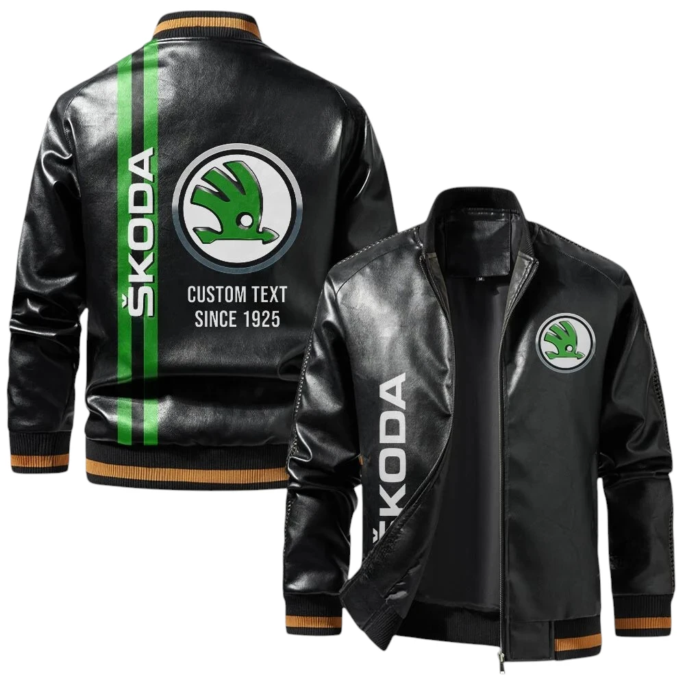 Vintage Skoda Exclusive Logo Jacket, Classic Ribbed Collar and Striped Cuffs, Custom Name TN01042025Y12LJ93CT2SKO Vintage Skoda Exclusive Logo Jacket, Classic Ribbed Collar and Striped Cuffs, Custom Name TN01042025Y12LJ93CT2SKO