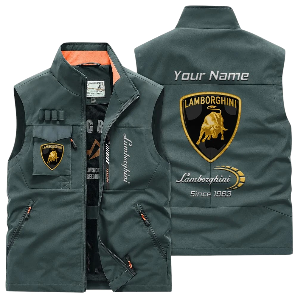 Lamborghini Multi Pocket Vest Sleeveless Men Outdoor Vest Lightweight Custom Name TN170425Y39MPVCT1LAM Lamborghini Multi Pocket Vest Sleeveless Men Outdoor Vest Lightweight Custom Name TN170425Y39MPVCT1LAM