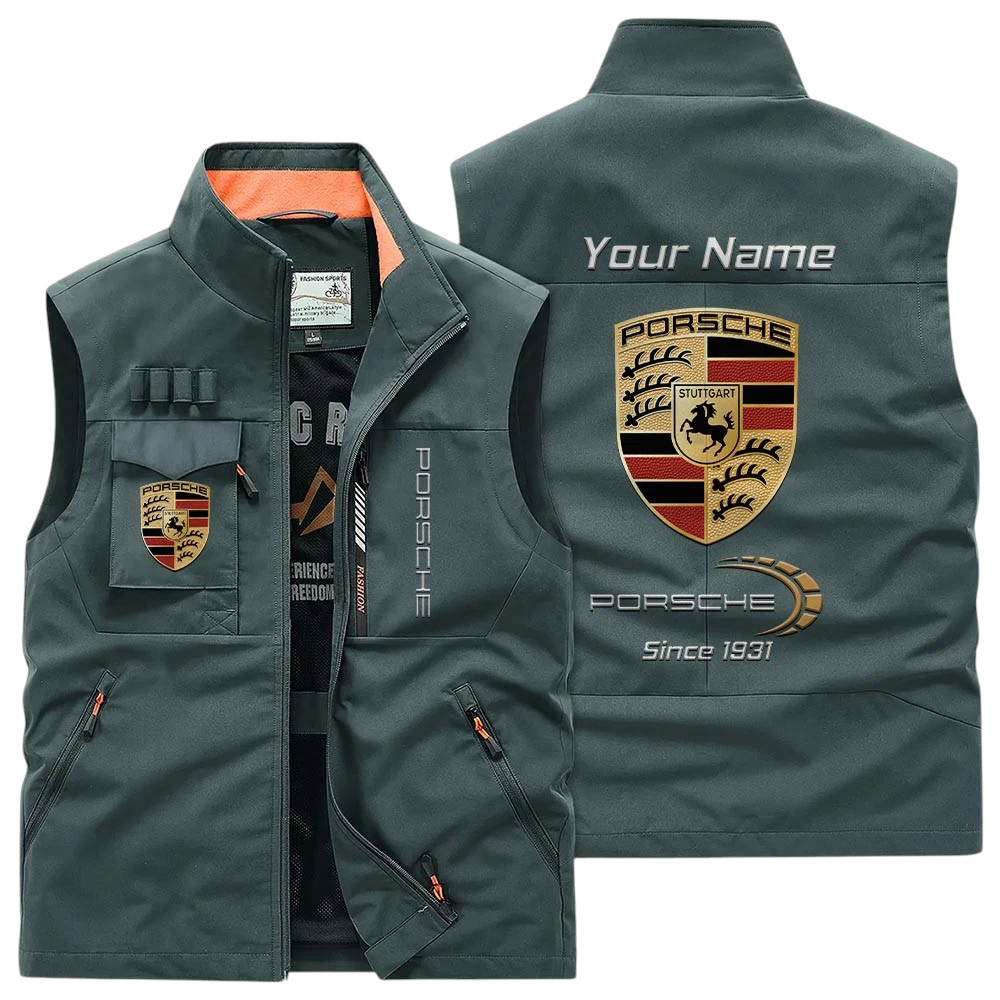Porsche Multi Pocket Vest Sleeveless Men Outdoor Vest Lightweight Custom Name TN170425Y39MPVCT1POR Porsche Multi Pocket Vest Sleeveless Men Outdoor Vest Lightweight Custom Name TN170425Y39MPVCT1POR