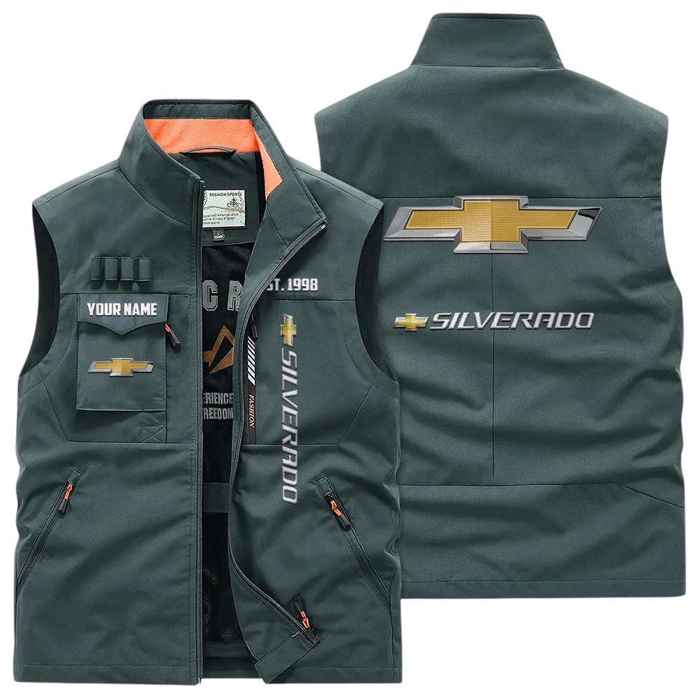 Chevrolet Silverado Multi Pocket Vest Sleeveless Men Outdoor Vest Lightweight Custom Name TN170425Y39MPVCT2CHS Chevrolet Silverado Multi Pocket Vest Sleeveless Men Outdoor Vest Lightweight Custom Name TN170425Y39MPVCT2CHS