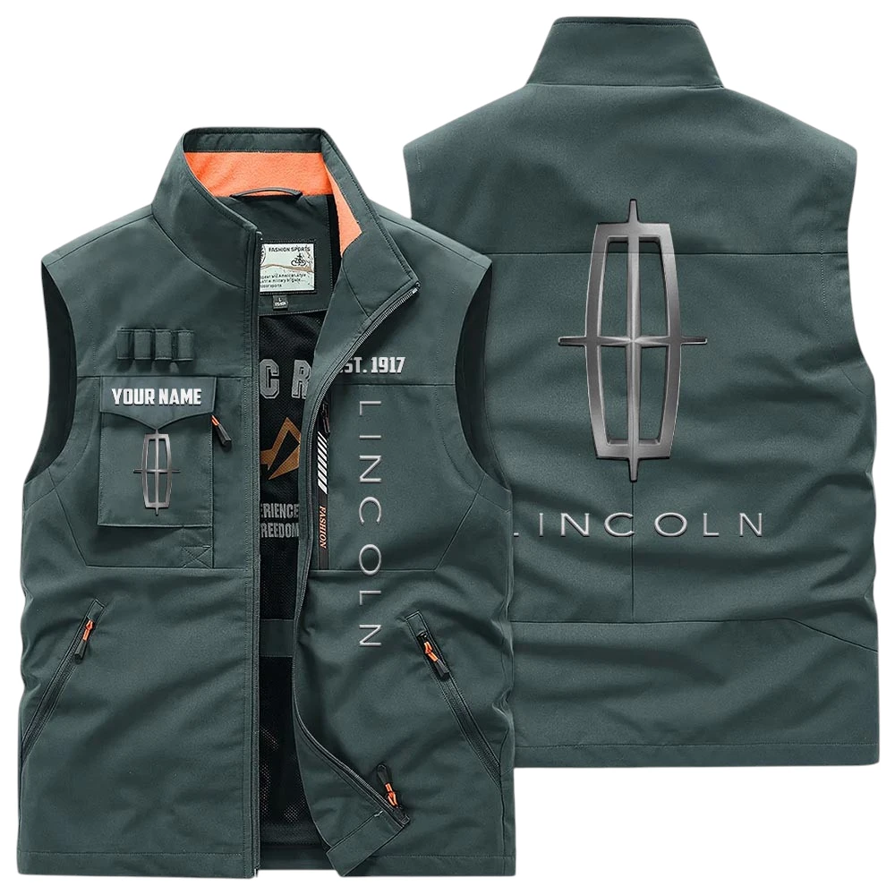 Lincoln Multi Pocket Vest Sleeveless Men Outdoor Vest Lightweight Custom Name TN170425Y39MPVCT2LIN Lincoln Multi Pocket Vest Sleeveless Men Outdoor Vest Lightweight Custom Name TN170425Y39MPVCT2LIN