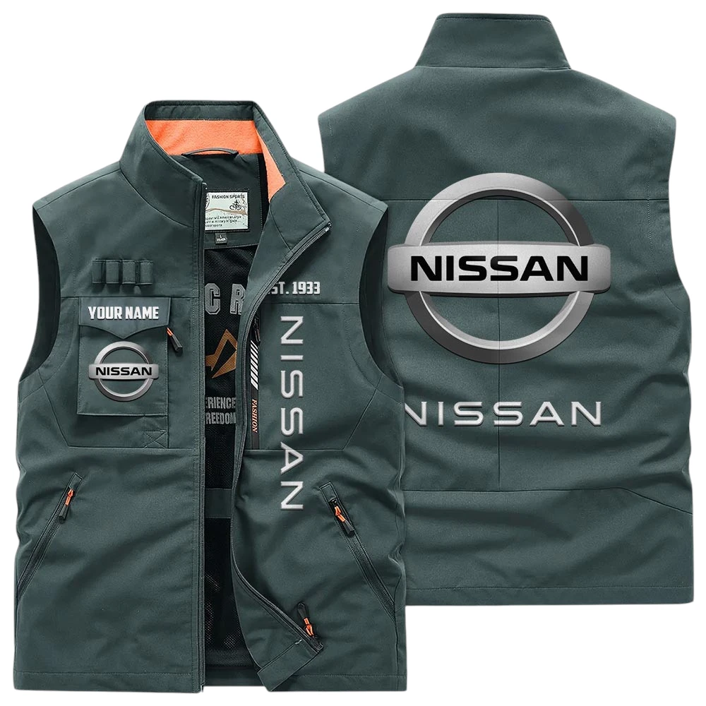 Nissan Multi Pocket Vest Sleeveless Men Outdoor Vest Lightweight Custom Name TN170425Y39MPVCT2NIS Nissan Multi Pocket Vest Sleeveless Men Outdoor Vest Lightweight Custom Name TN170425Y39MPVCT2NIS