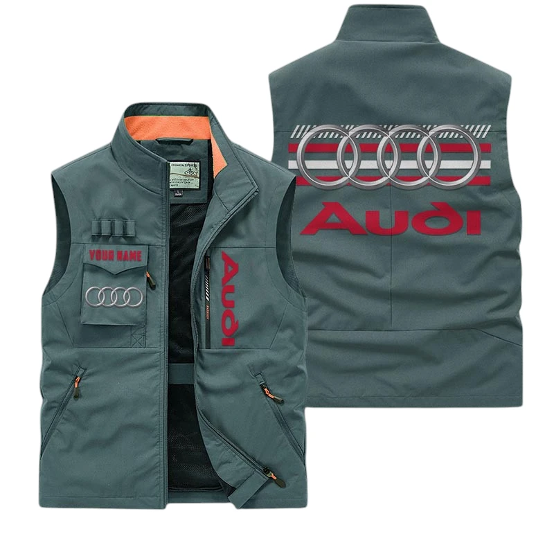 Audi Multi Pocket Vest Sleeveless Men Outdoor Vest Lightweight Custom Name TN190425Y39MPVCT1AUD Audi Multi Pocket Vest Sleeveless Men Outdoor Vest Lightweight Custom Name TN190425Y39MPVCT1AUD