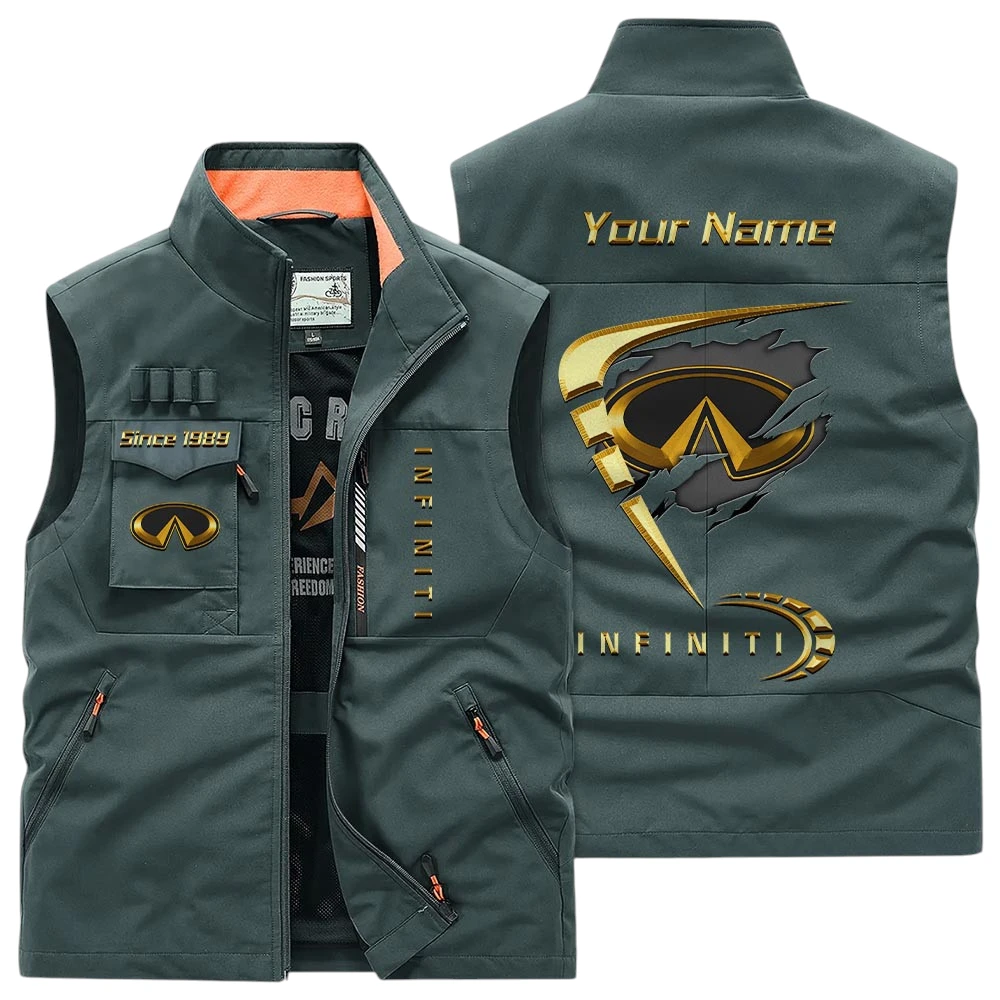 Infiniti Multi Pocket Vest Sleeveless Men Outdoor Vest Lightweight Custom Name For Fans TN230425Y39MPVCT1INF Infiniti Multi Pocket Vest Sleeveless Men Outdoor Vest Lightweight Custom Name For Fans TN230425Y39MPVCT1INF