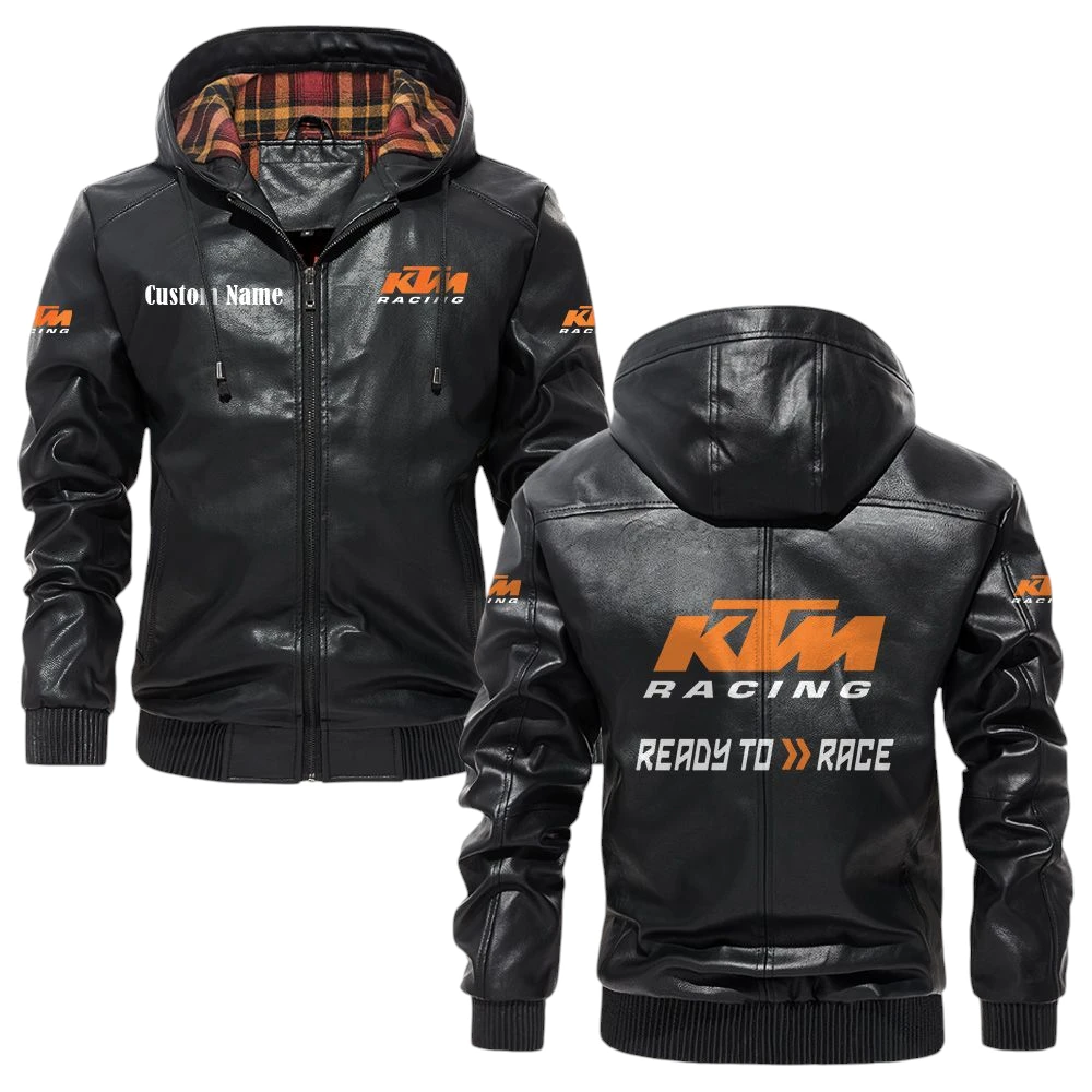KTM Racing Exclusive Logo Hooded Jacket PU Leather x Durable Windproof Warm Soft Checkered Lining, Custom Name HG010425Y47JHLCT1KTM KTM Racing Exclusive Logo Hooded Jacket PU Leather x Durable Windproof Warm Soft Checkered Lining, Custom Name HG010425Y47JHLCT1KTM