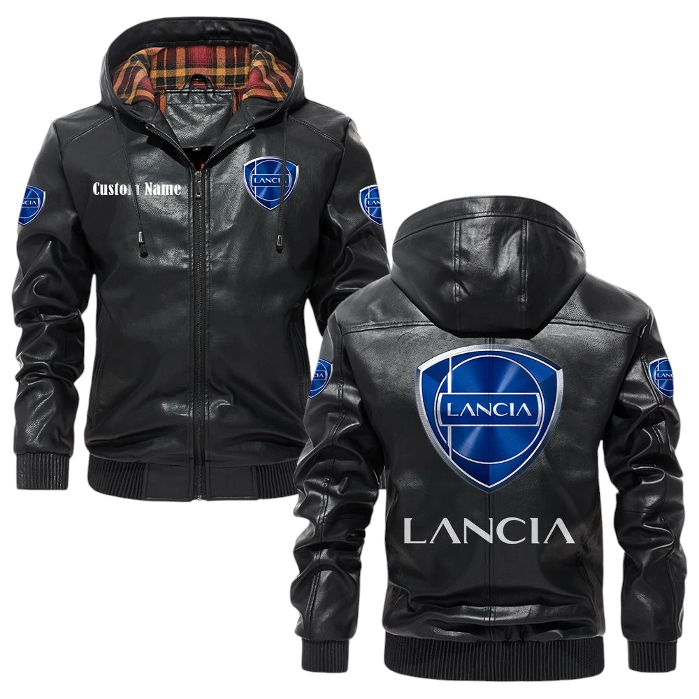 Lancia Exclusive Logo Hooded Jacket PU Leather x Durable Windproof Warm Soft Checkered Lining, Custom Name HG010425Y47JHLCT1LAN Lancia Exclusive Logo Hooded Jacket PU Leather x Durable Windproof Warm Soft Checkered Lining, Custom Name HG010425Y47JHLCT1LAN