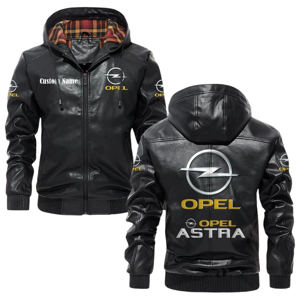 Opel Astra Exclusive Logo Hooded Jacket PU Leather x Durable Windproof Warm Soft Checkered Lining, Custom Name HG030425Y47JHLCT1OPE Opel Astra Exclusive Logo Hooded Jacket PU Leather x Durable Windproof Warm Soft Checkered Lining, Custom Name HG030425Y47JHLCT1OPE
