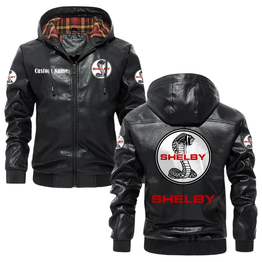 Shelby Cobra Exclusive Logo Hooded Jacket PU Leather x Durable Windproof Warm Soft Checkered Lining, Custom Name HG030425Y47JHLCT1SHC Shelby Cobra Exclusive Logo Hooded Jacket PU Leather x Durable Windproof Warm Soft Checkered Lining, Custom Name HG030425Y47JHLCT1SHC