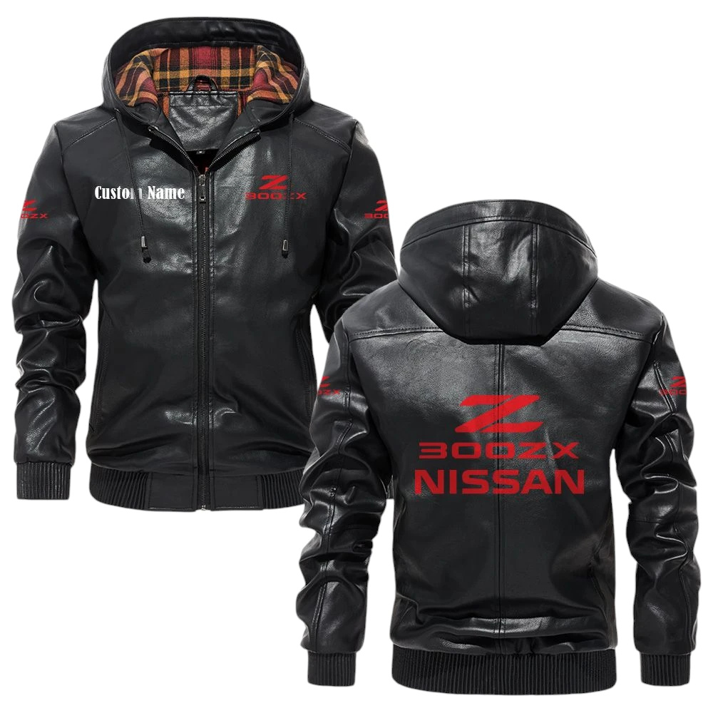 Nissan 300zx Exclusive Logo Hooded Jacket PU Leather x Durable Windproof Warm Soft Checkered Lining, Custom Name HG030425Y47JHLCT2NIS Nissan 300zx Exclusive Logo Hooded Jacket PU Leather x Durable Windproof Warm Soft Checkered Lining, Custom Name HG030425Y47JHLCT2NIS